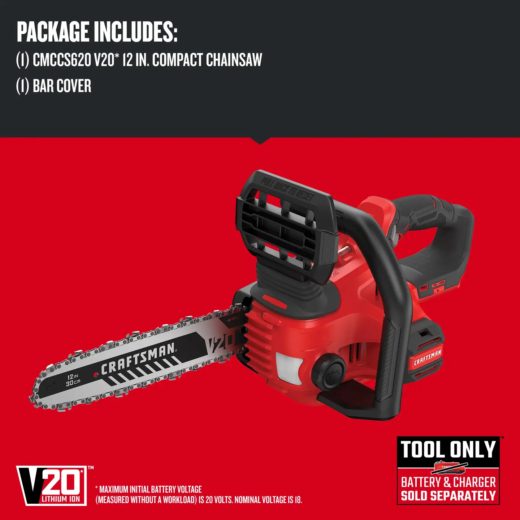 CRAFTSMAN® V20* Cordless 12-Inch Compact Chainsaw (Tool Only) - Image 5